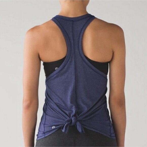Lululemon Women Tie It Up Singlet Heathered Hero Blue Racerback Tank - Picture 2 of 10